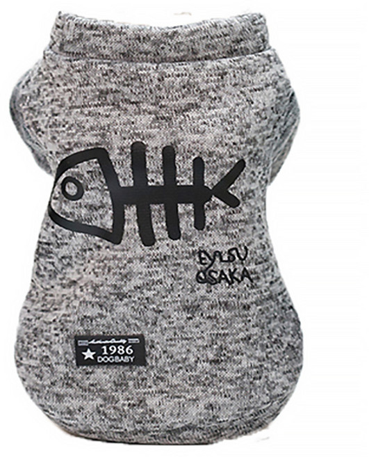 알럽펫 멜란지 피쉬 프린팅 반려동물 가디건, 그레이, 1개