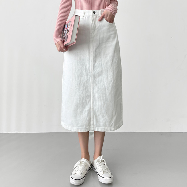 jalbba jean 女款透氣後開衩棉質長裙