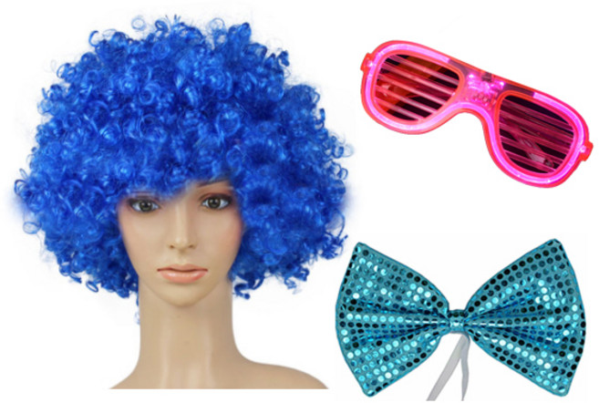 마켓감성 파티컬러 꼬불이 가발세트, TYPE3, 1세트