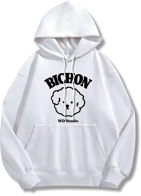 일루소 남녀공용 WD 비숑 기모 루즈 오버핏 후드티