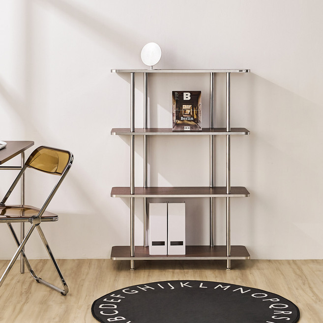 룸앤홈 스탠리 엣지 사각선반, 브라운, 4단