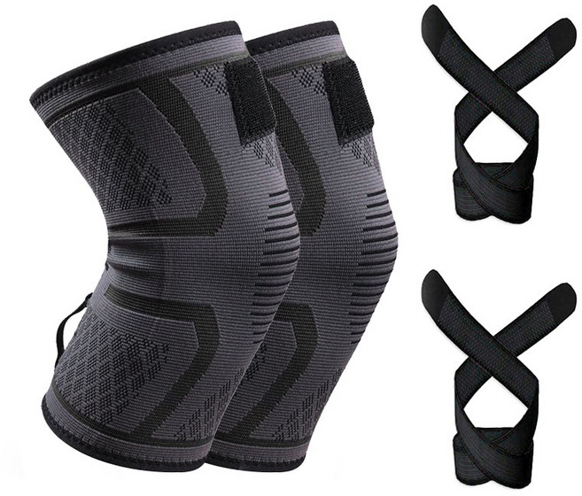 에버하우스 피트니스 2중 압박 무릎보호대 블랙, 2개