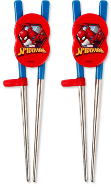 릴팡 마블 스파이더맨 피너츠워크 스텐 교정젓가락, 혼합색상, 2개