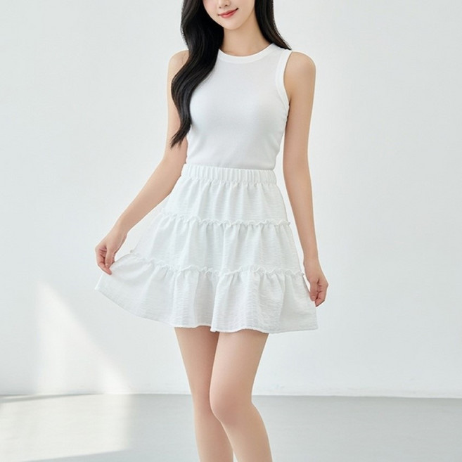 UNHEVE 女性荷葉邊蛋糕迷你裙