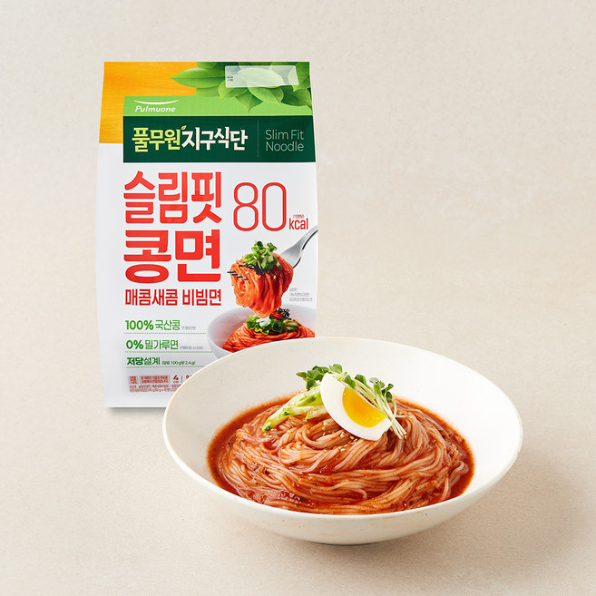 풀무원 지구식단 슬림핏 콩면 매콤새콤 비빔면 4인, 840g, 1개