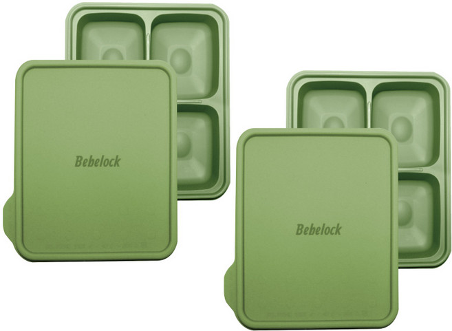 베베락 포네르 플래티넘 실리콘 이유식 큐브, 올리브, 2개