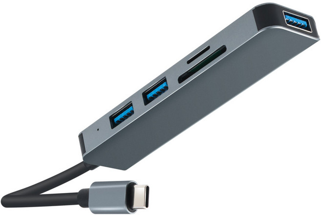 컴스 USB 3.0 C타입 5 IN 1 멀티 허브, 실버, TB575, 1개