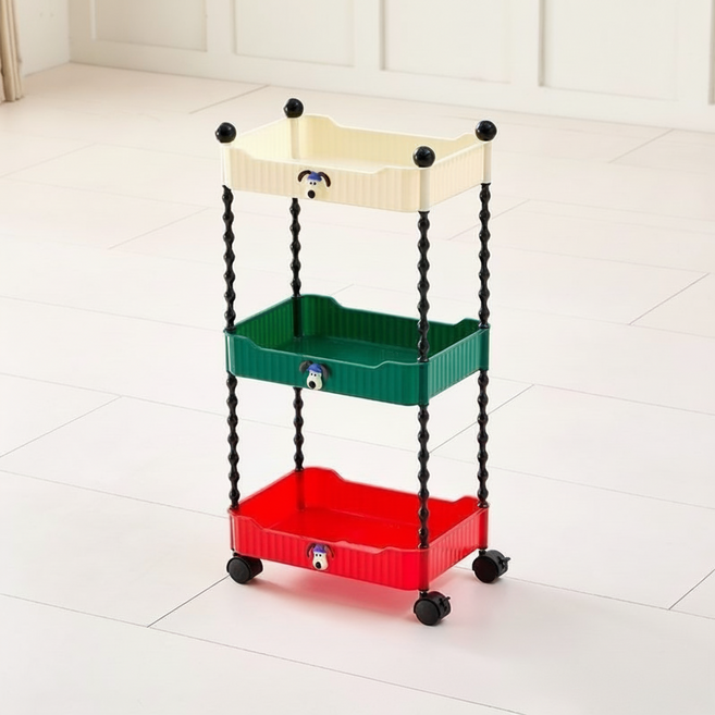 ROI Life 收納層架推車 33 x 23 x 65 cm, 多巴胺混色, 3層