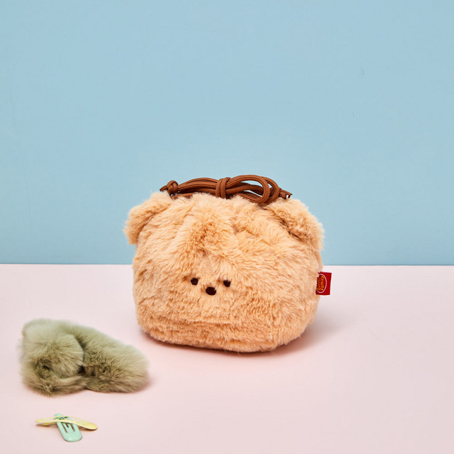 버터 버터샵 보들보들 버터곰 페이스 스트링 파우치