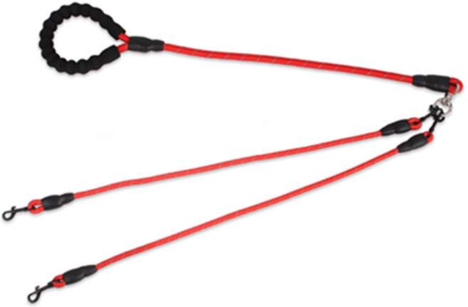 도그웨그 강아지 멀티 로프 리드줄 2in1, 빨강, 1개