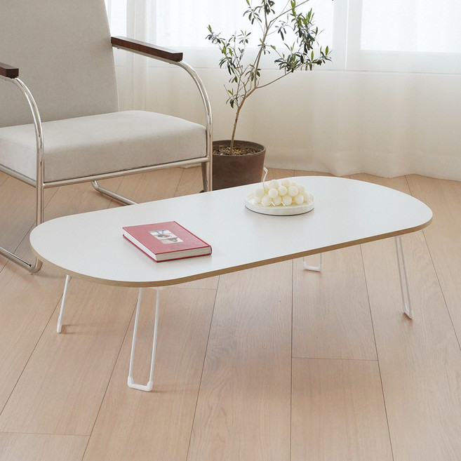 레몬트리 LPM 엣지라인 타원형 접이식 테이블, 우드 그레이