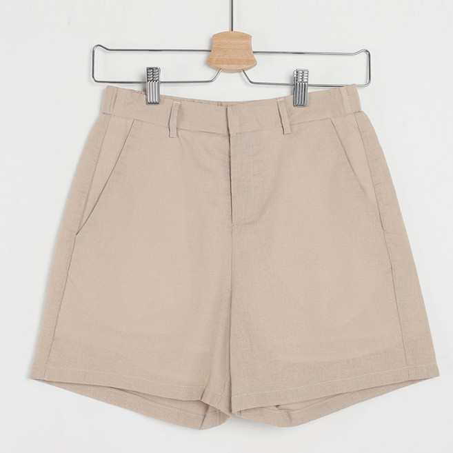 빼빼 여성용 통기성 뒷밴딩 린넨 3부 반바지