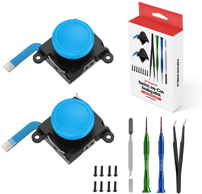 스페이스쉴드 닌텐도 스위치 / OLED / 조이콘 아날로그 스틱 프리미엄 수리 공구 세트, 블루, 1세트