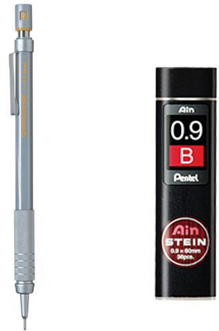 Pentel 飛龍文具 500 自動鉛筆 PG519 + Ain Stein B 自動鉛筆芯 0.9mm 組合, 1組