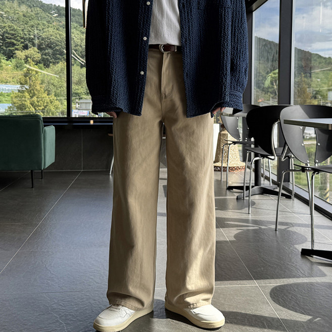 머시따 남성용 숏/기본/롱 기장 사이드 절개 라인 인밴딩 코튼 와이드 팬츠