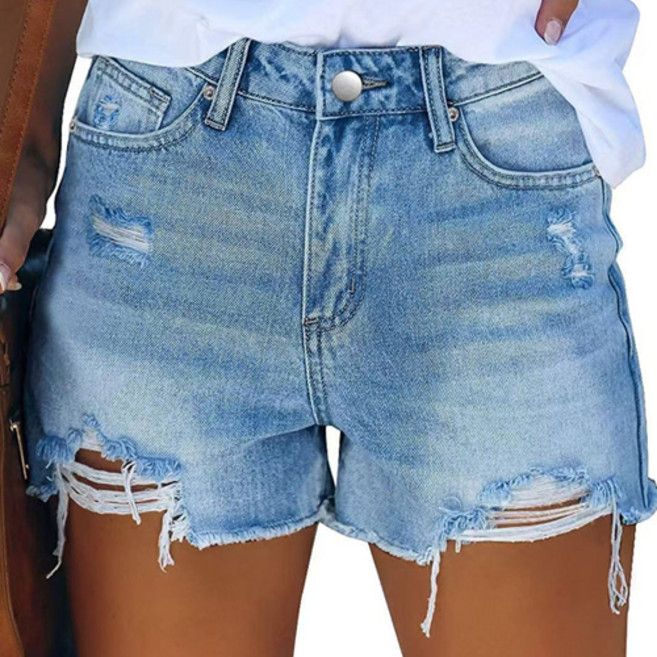 德普羅商務 女款重磅水洗毛邊復古丹寧短褲