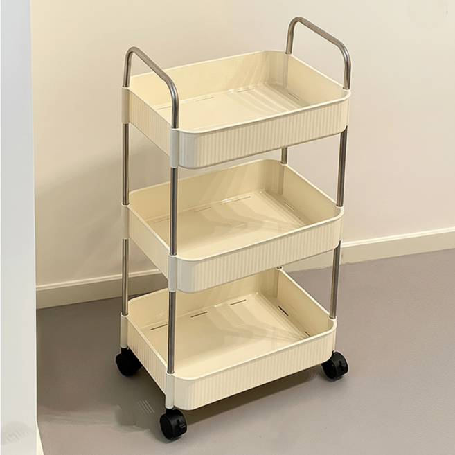 ROI Life Home 多層站立式移動推車 32 x 21 x 67.5 cm, 奶油白, 3層