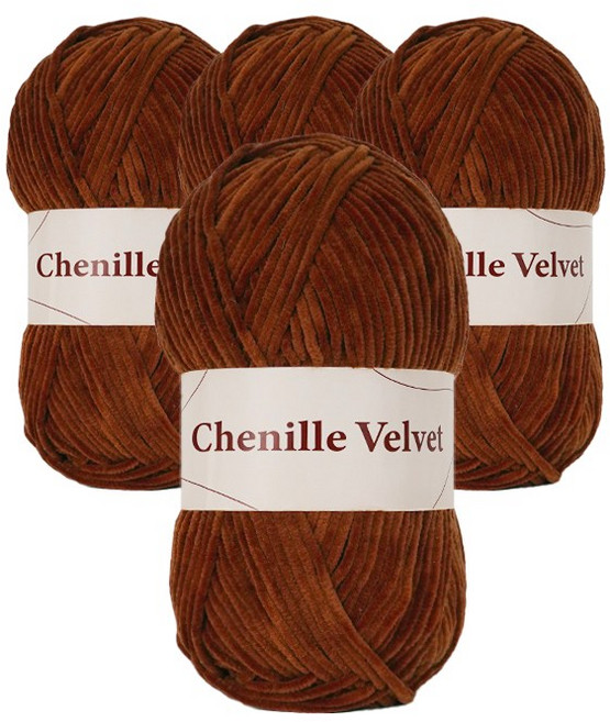 필립섬유 셔닐벨벳 뜨개실, 132.메이플, 4개