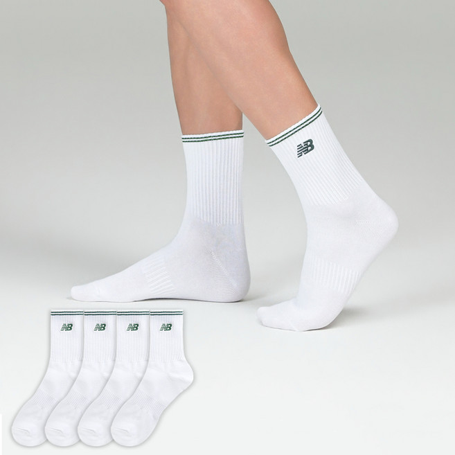 New Balance 男款 雙環刺繡Logo 中筒襪 4雙入