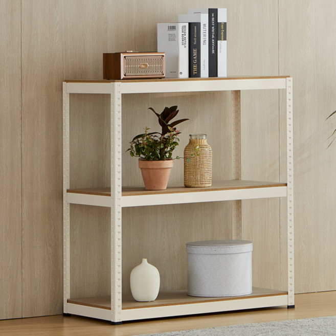 트레벨 컴팩트 조립식 철제 앵글선반, 아이보리, 3단