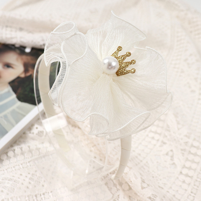 미엘 크라운 진주 쉬폰 머리띠