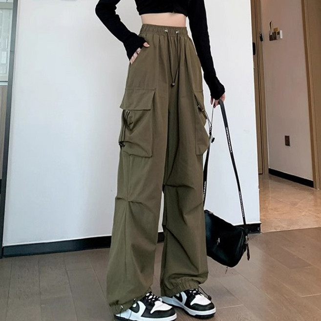 라라티나 여성용 바렌토 카고 빅포켓 와이드 스트링 팬츠