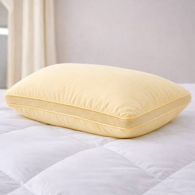 휴가드 통세탁 마이크로필에버 더블라인 3D 입체 에어매쉬 베개, 옐로우, 1개