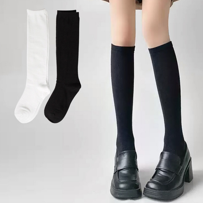 시너싹스 여성용 클래식 무지 니삭스 2켤레