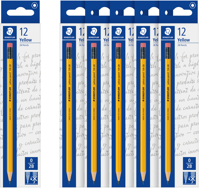 STAEDTLER 施德樓 134 2B 黃色鉛筆 72支, 黃色, 6支