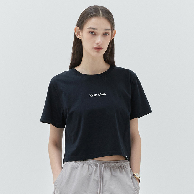 키르시 여성용 플레인 워딩 포인트 티셔츠