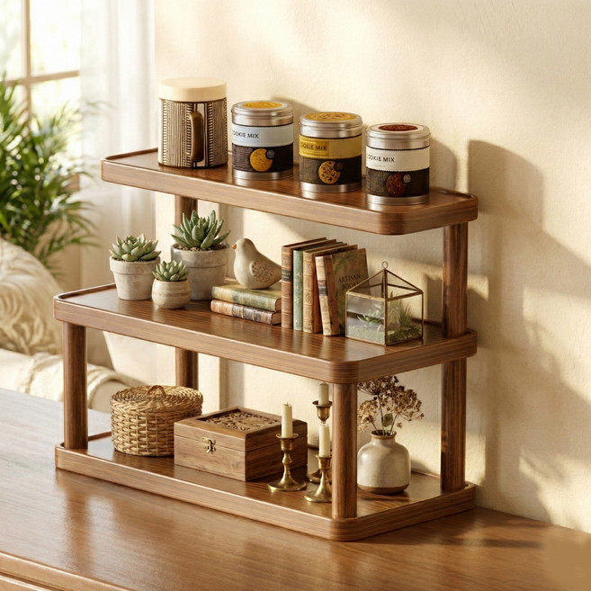 예홈 다용도 월넛 선반, 혼합색상, 3단