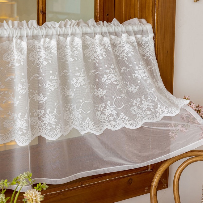 지앤와이 더블 레이스 작은창 이중 바란스 커튼