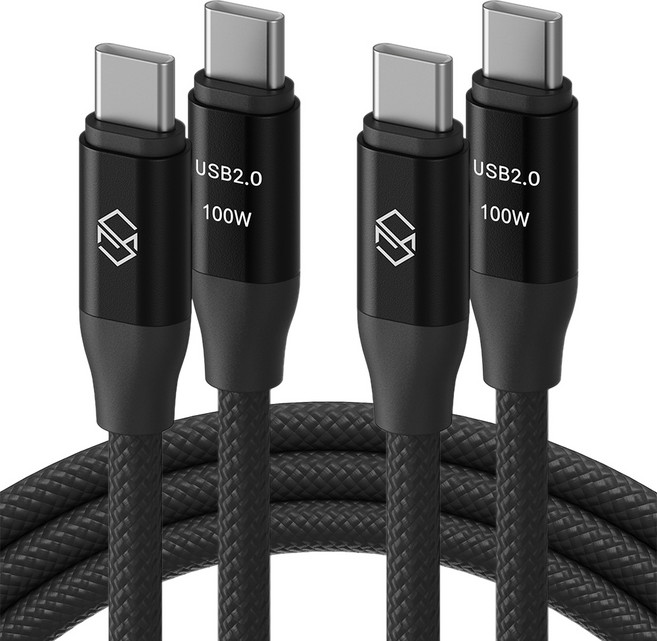 신지모루 C타입-C타입 E Marker 칩 100W PD 초고속충전 케이블, 0.5m, 블랙, 2개