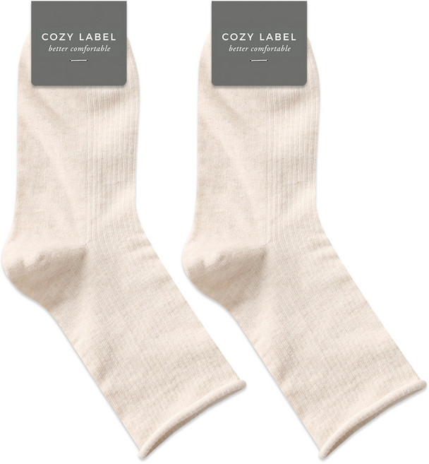 코지라벨 여성용 발목이 편안한 패션 골지 돌돌이 양말 2켤레