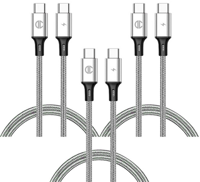 디씨네트워크 페브릭 C타입-C타입 PD 60W 고속충전케이블 3p, 1.2m, GRAY, 3개