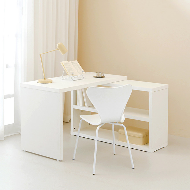 퍼리든 릴커스 책상+2단 책장 세트 방문설치, 화이트