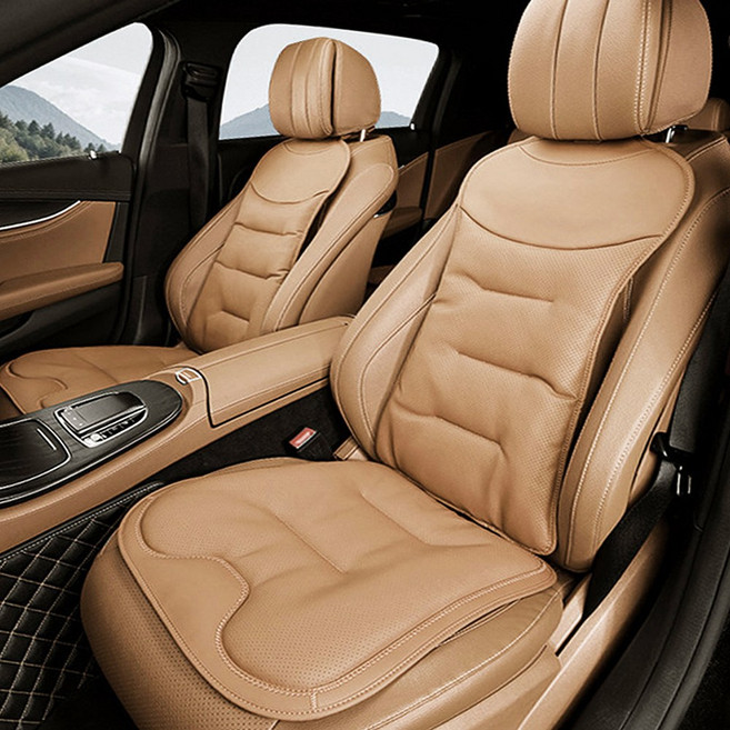 자동차 시트커버 리무진시트 비보스 엠보 등받이 + 방석 1인 세트, 1세트, 새들브라운