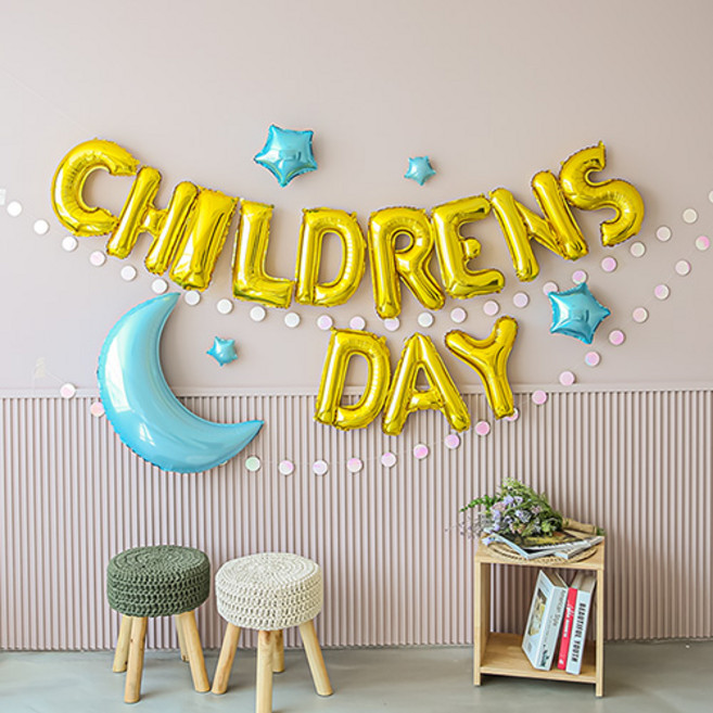 파티해 블링블링 CHILDRENSDAY 풍선세트, 골드, 1세트