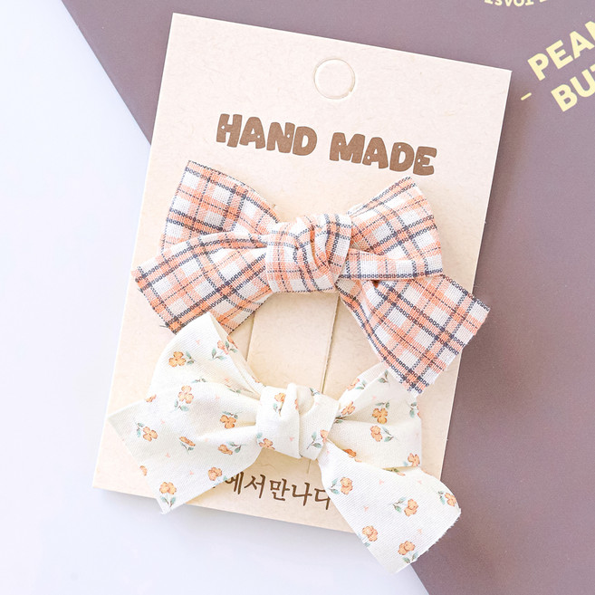도도앤뉴 빈티지 플라워 리본 집게핀 2종 세트