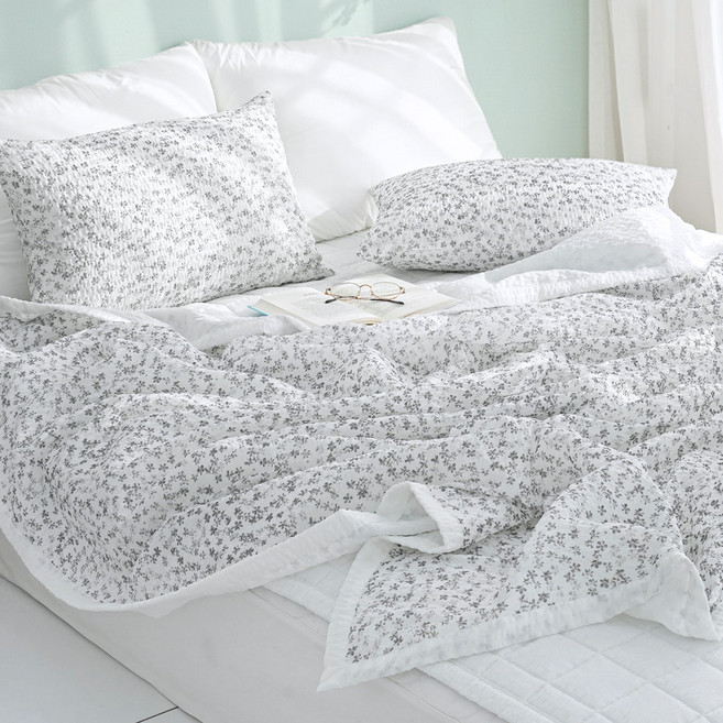 스코홈 국내제조 눈꽃 냉감 시어서커 양겹이불, 눈꽃그레이