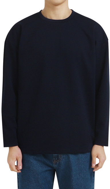 다꾸앙 남성용 셀럽 앤드 기모 분또 무지 오버핏 긴팔 티셔츠 E10M13_tl4466