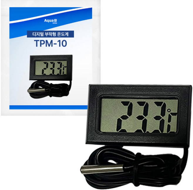 아쿠아비 수족관 디지털 부착형 온도계 TPM-10 블랙, 1개