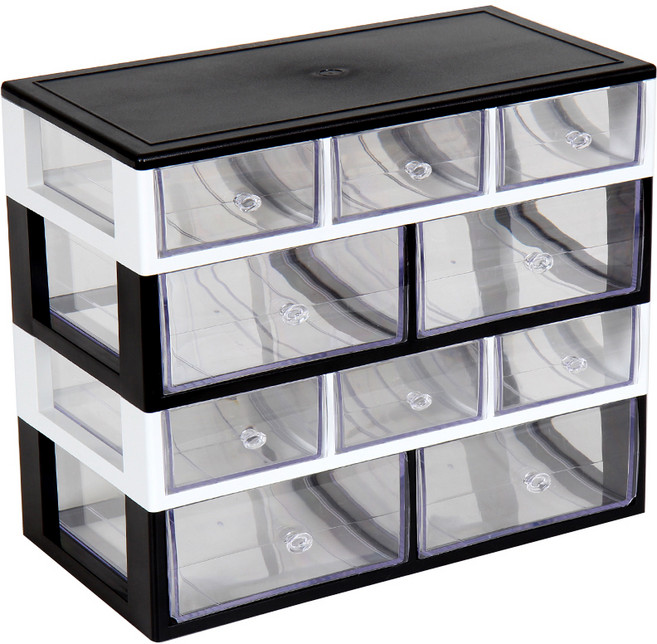 하라데코 다용도 서랍정리함 A4 특대 + 소 + 특대 + 소 4단, 블랙 + 화이트, 1개