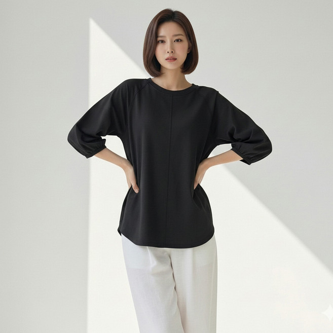 아뗄릭 여성용 라라 벌룬 슬리브 나그랑 7부 티셔츠 11606