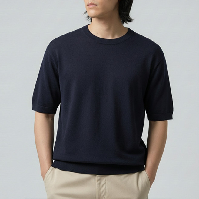 레이먼 남성용 러드 라운드넥 반팔 니트