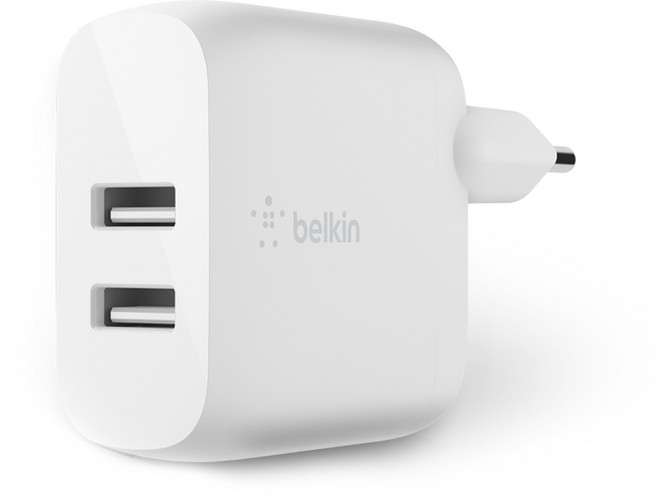 벨킨 부스트업 24W 듀얼 A타입 가정용 충전기 WCB002krWH, 화이트, 1개