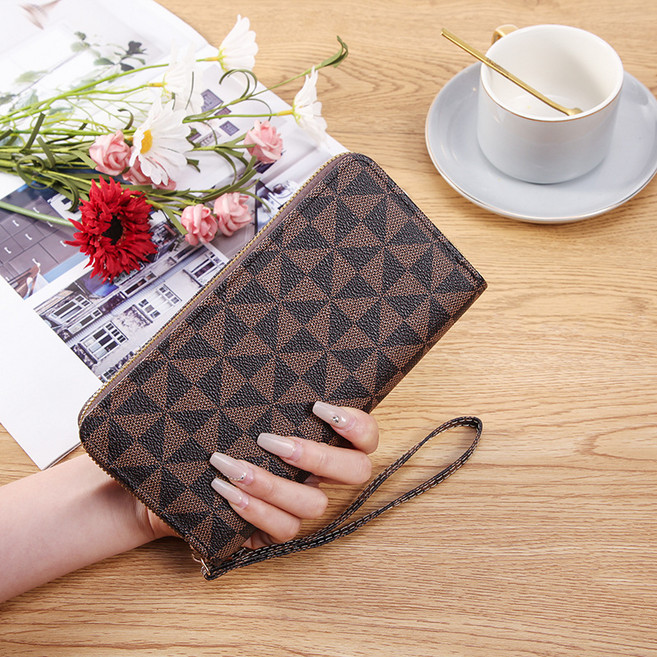 멍글프렌즈 여성용 기하학 집업 스트랩 장지갑 MH198