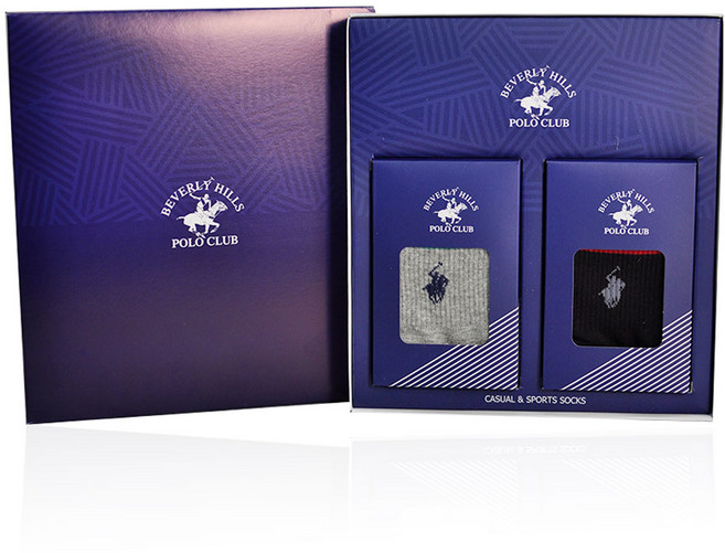 비버리힐스폴로클럽 남성용 캐쥬얼 말 로고 양말 선물세트 2족 세트
