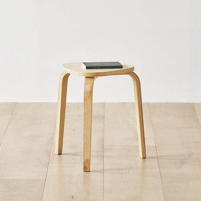 룸앤홈 페블 우드 스툴, 내추럴, 1개