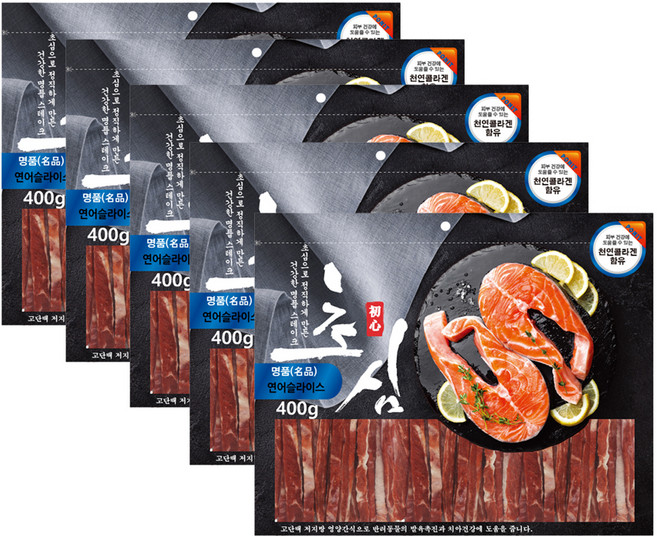 초심 강아지 슬라이스 간식, 연어맛, 400g, 5개